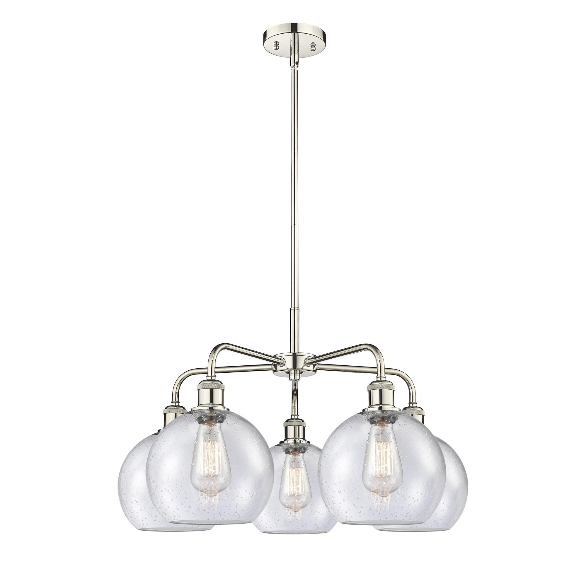 Shown in Polished Nickel finish and Seedy glass