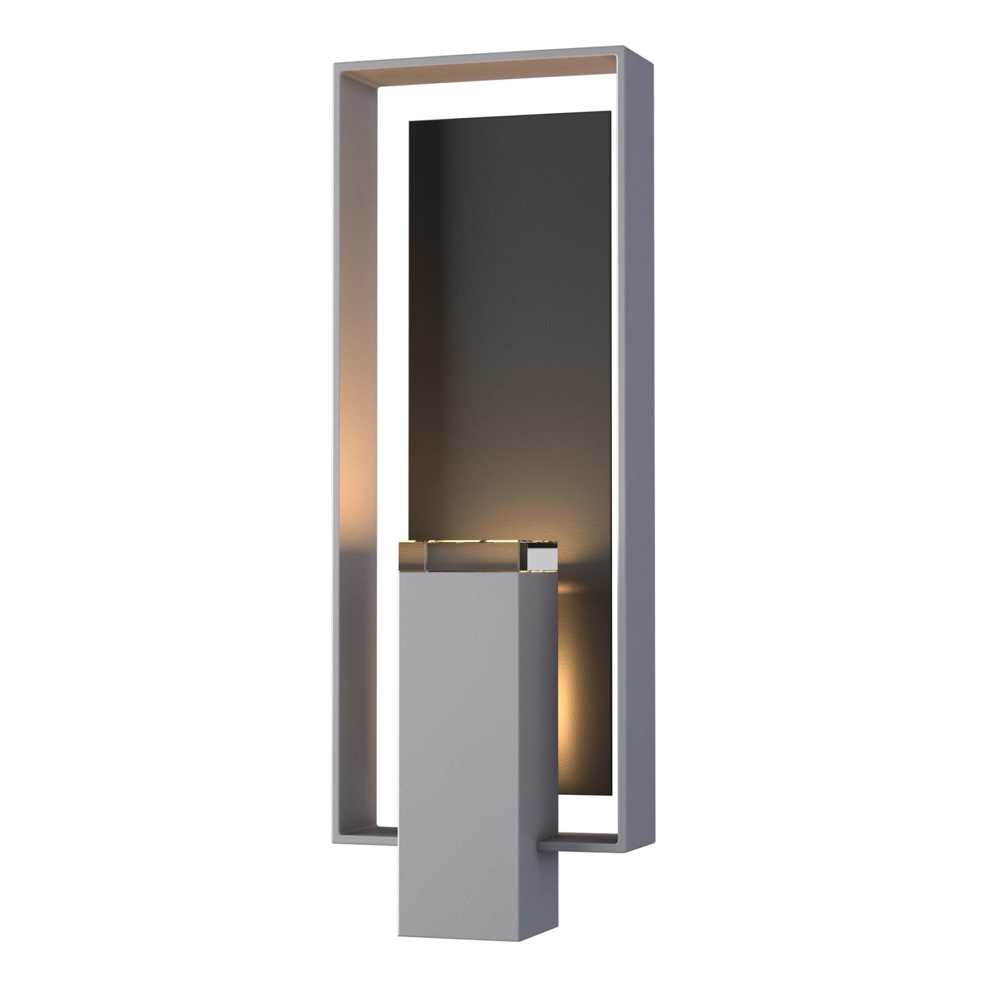 Shown in Coastal Burnished Steel finish and Clear  glass and Black accent