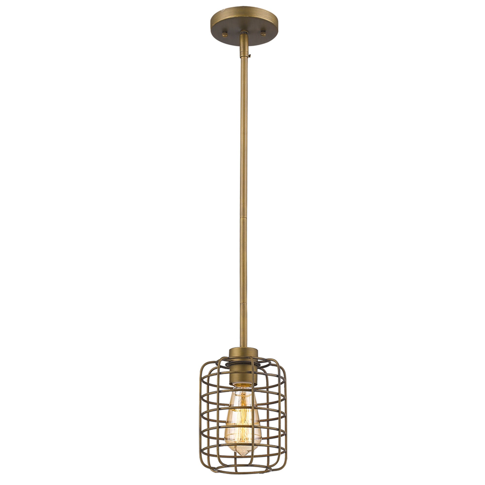 Shown in Raw Brass finish and Raw Brass glass and Raw Brass Metal Cage Drum shade