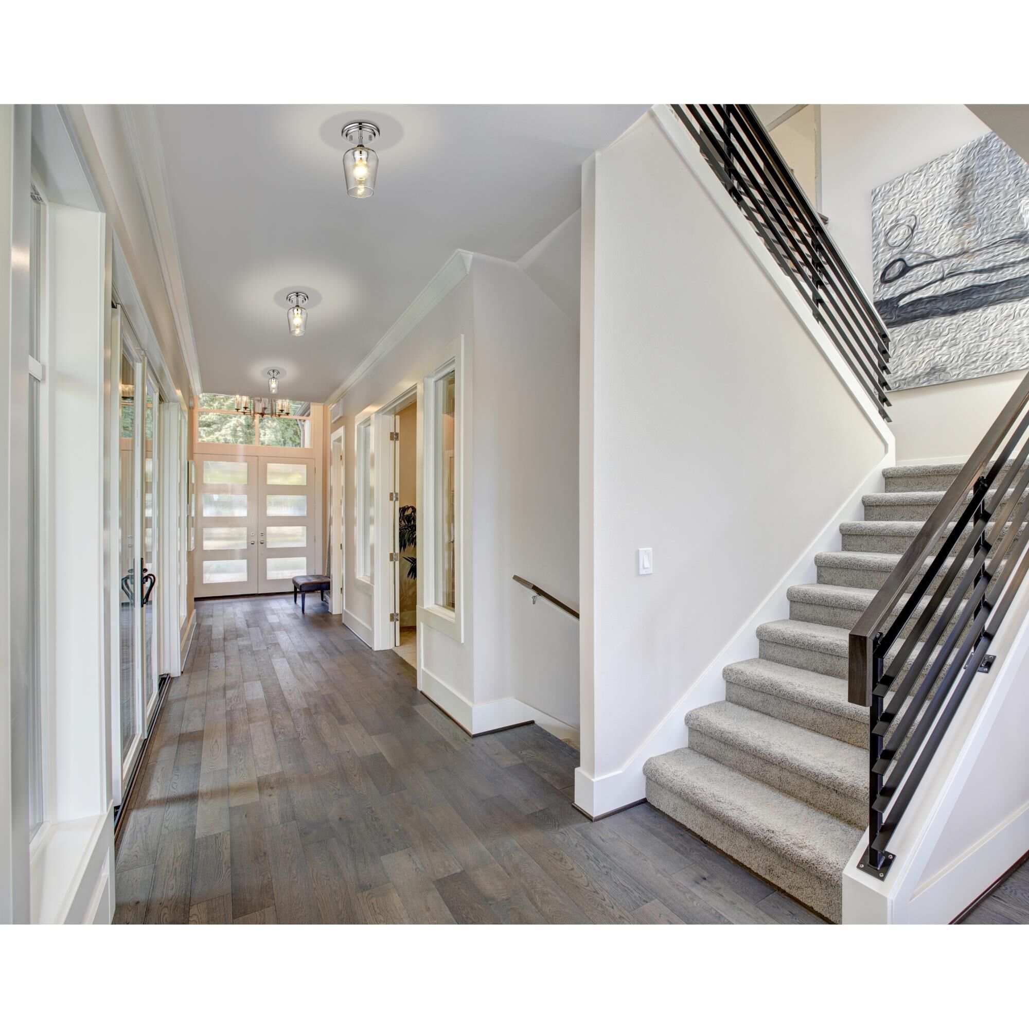 Shown in Chrome finish and Clear glass and No Shade shade