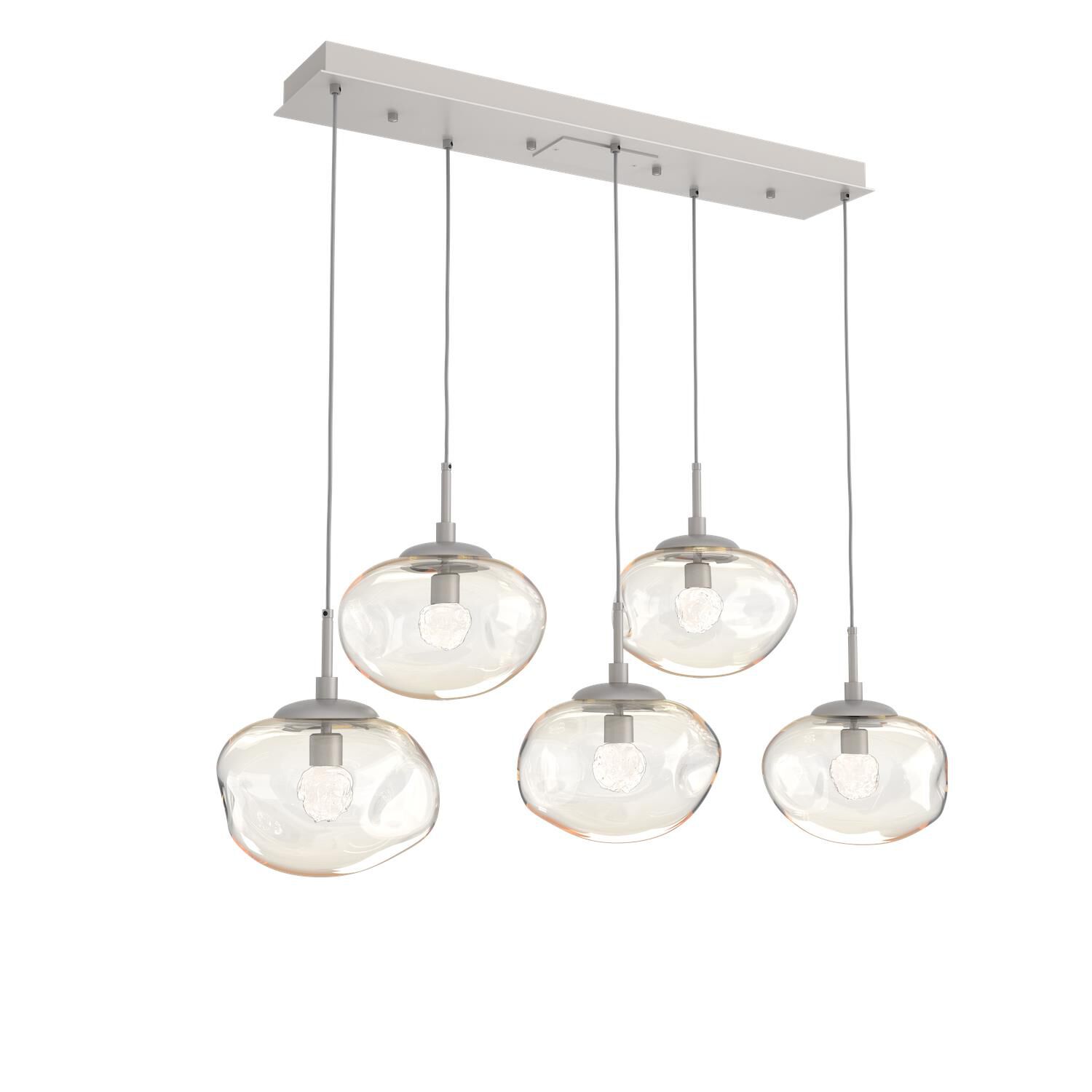 Shown in Metallic Beige Silver finish and Floret Inner Amber Outer glass