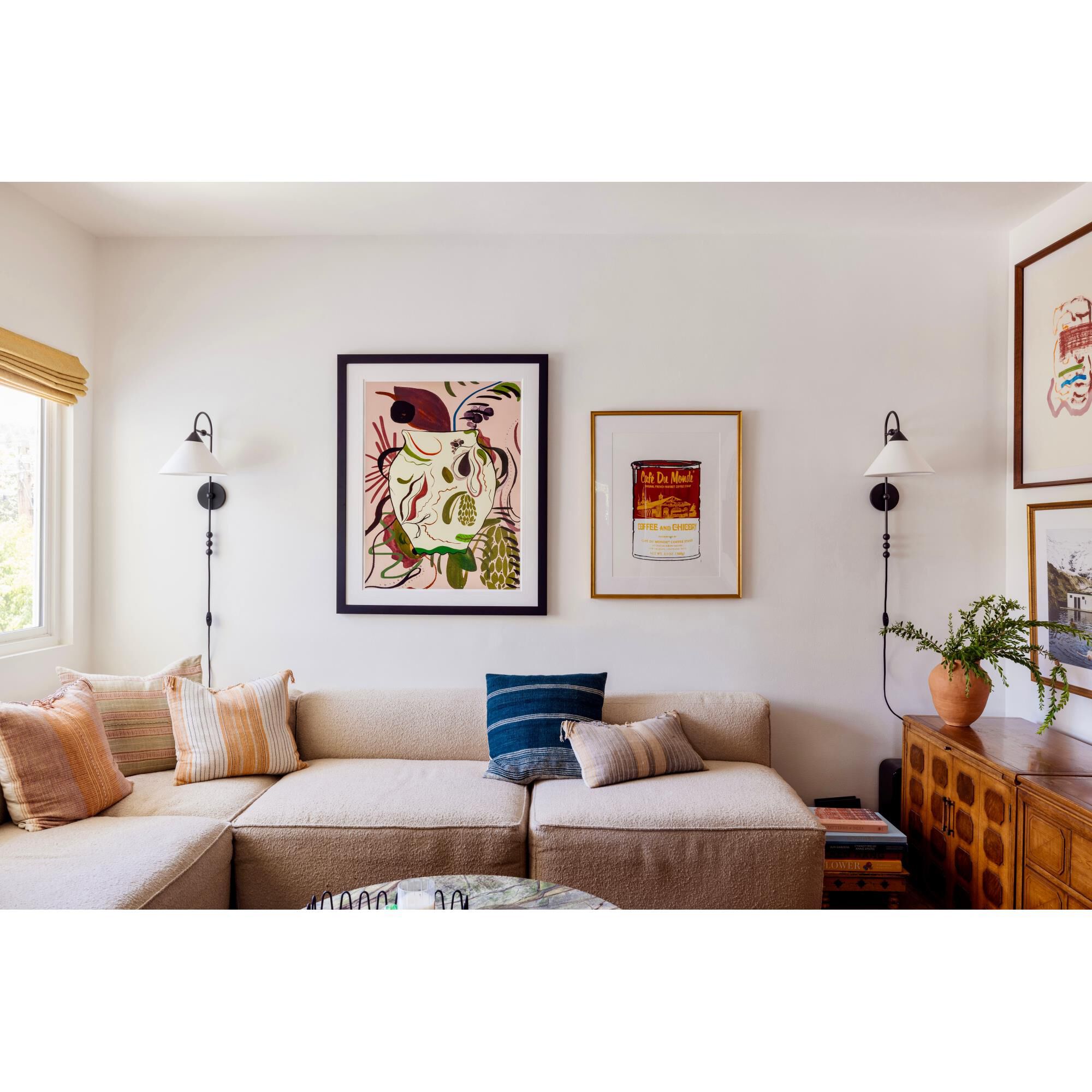 Shown in Old Bronze finish and White Linen shade