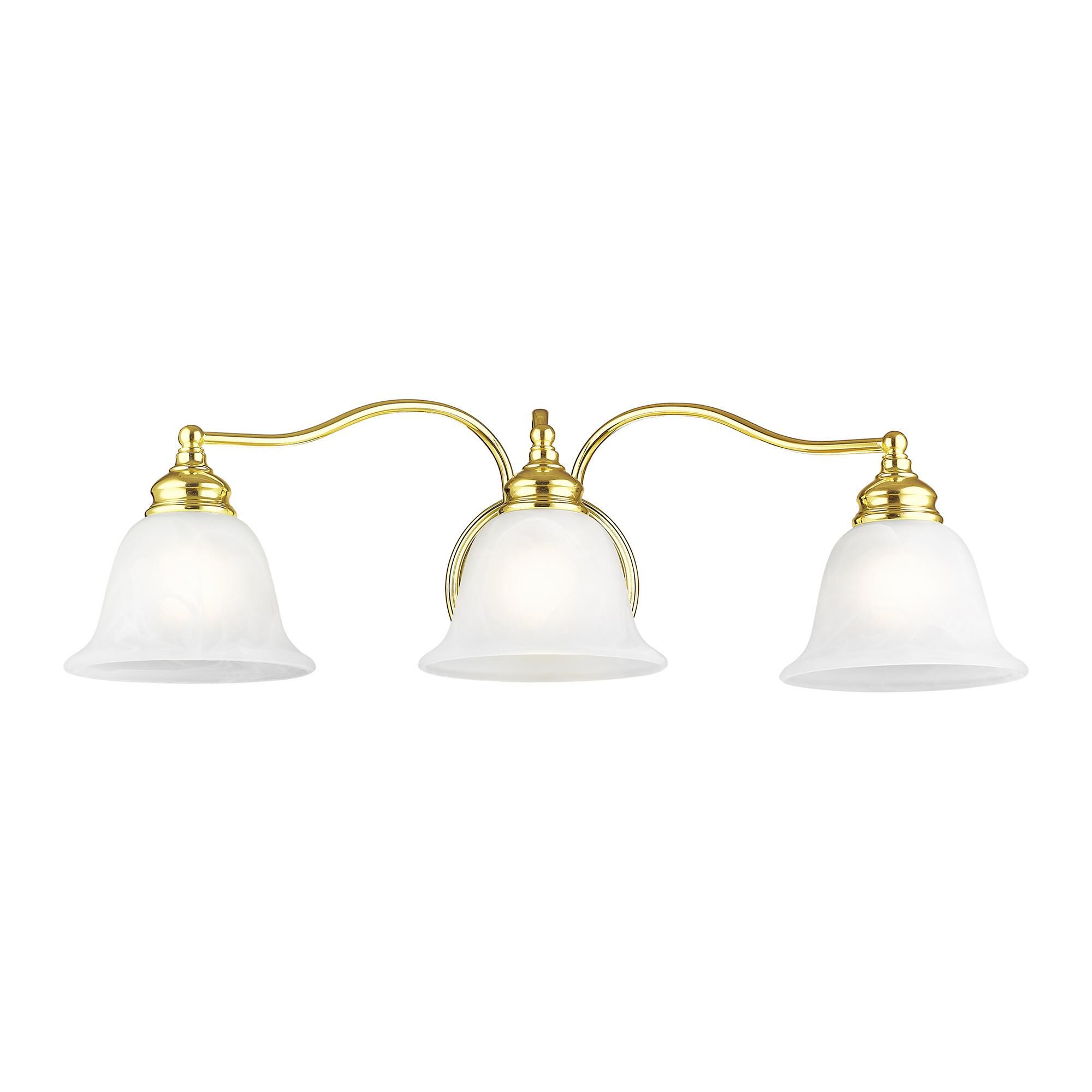 Shown in Polished Brass finish and White Alabaster glass