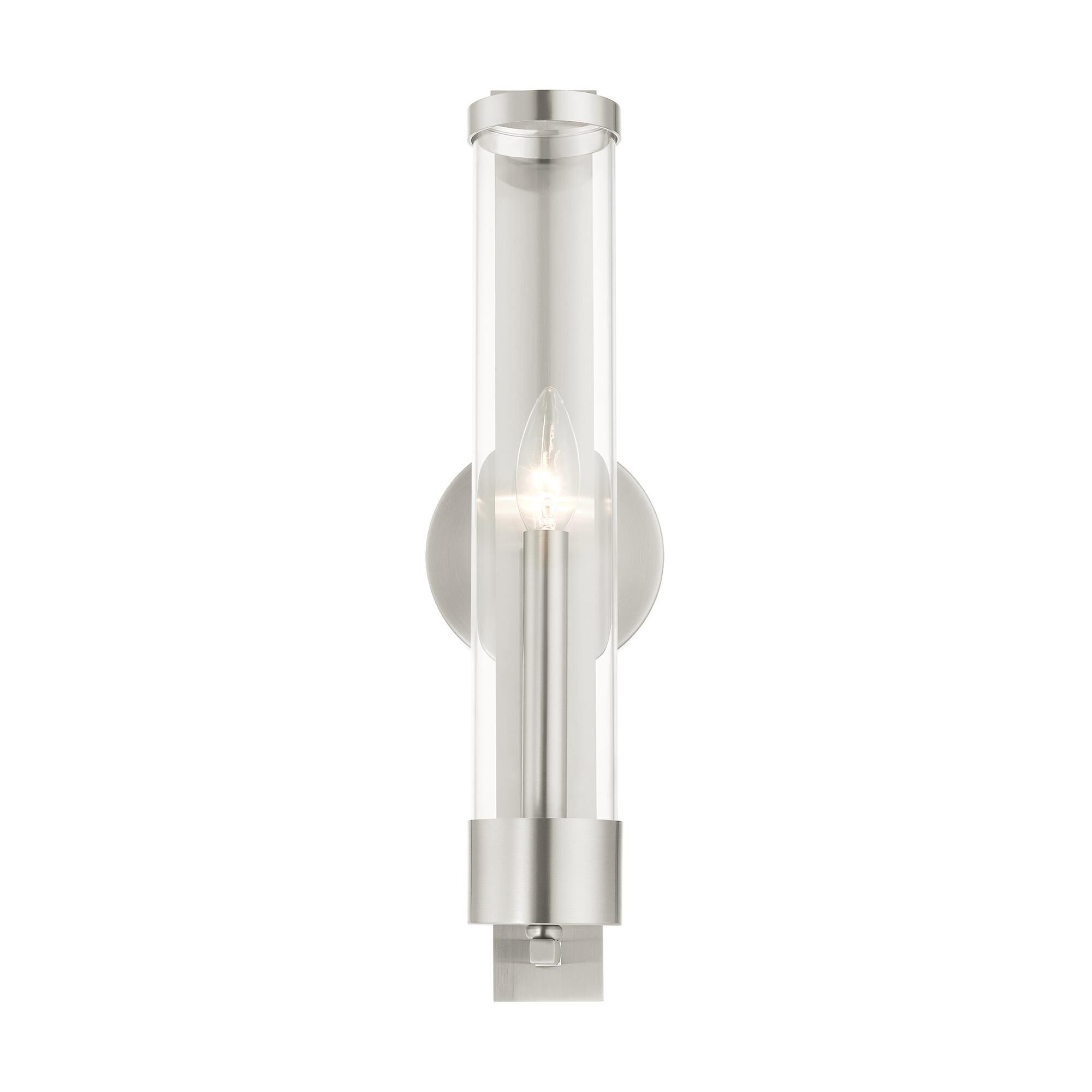 Shown in Brushed Nickel finish and Clear glass and Clear Glass shade
