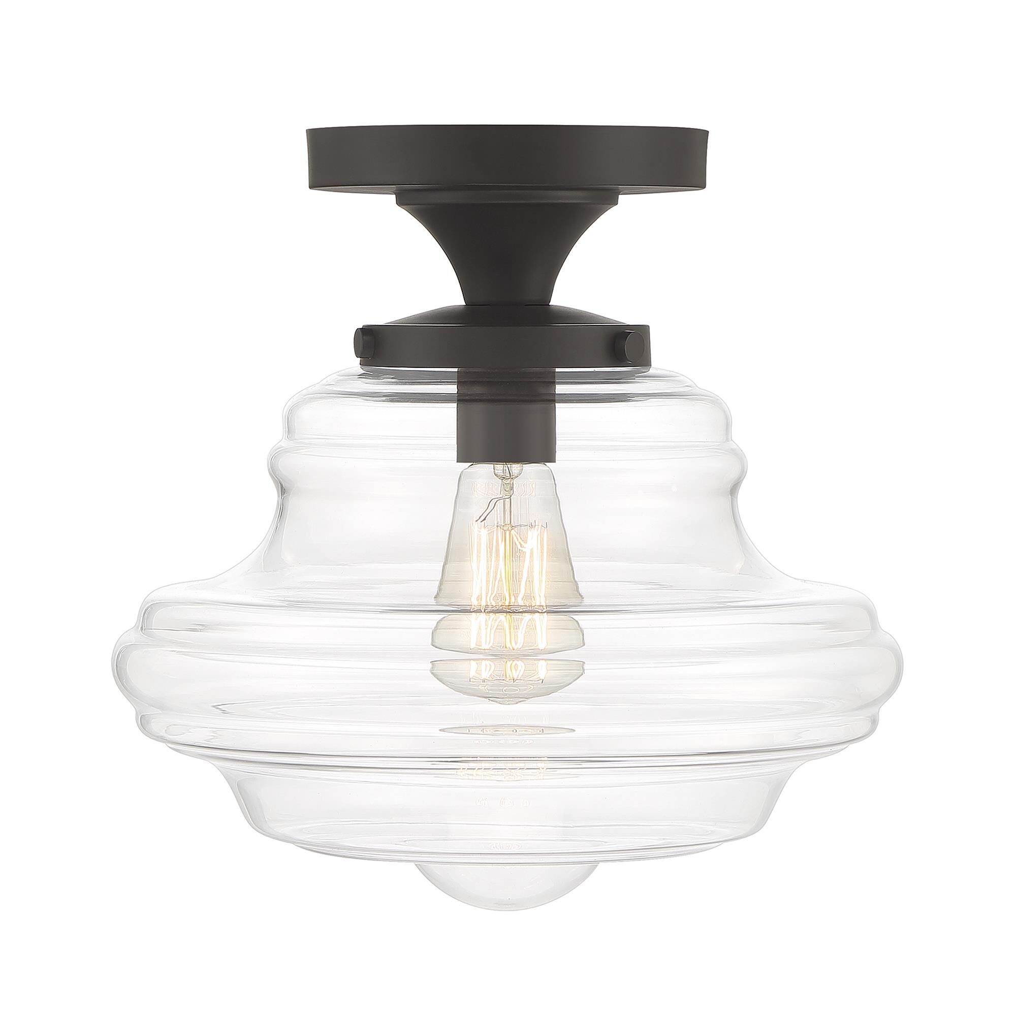 Shown in Oil Rubbed Bronze finish and Clear glass and Glass shade