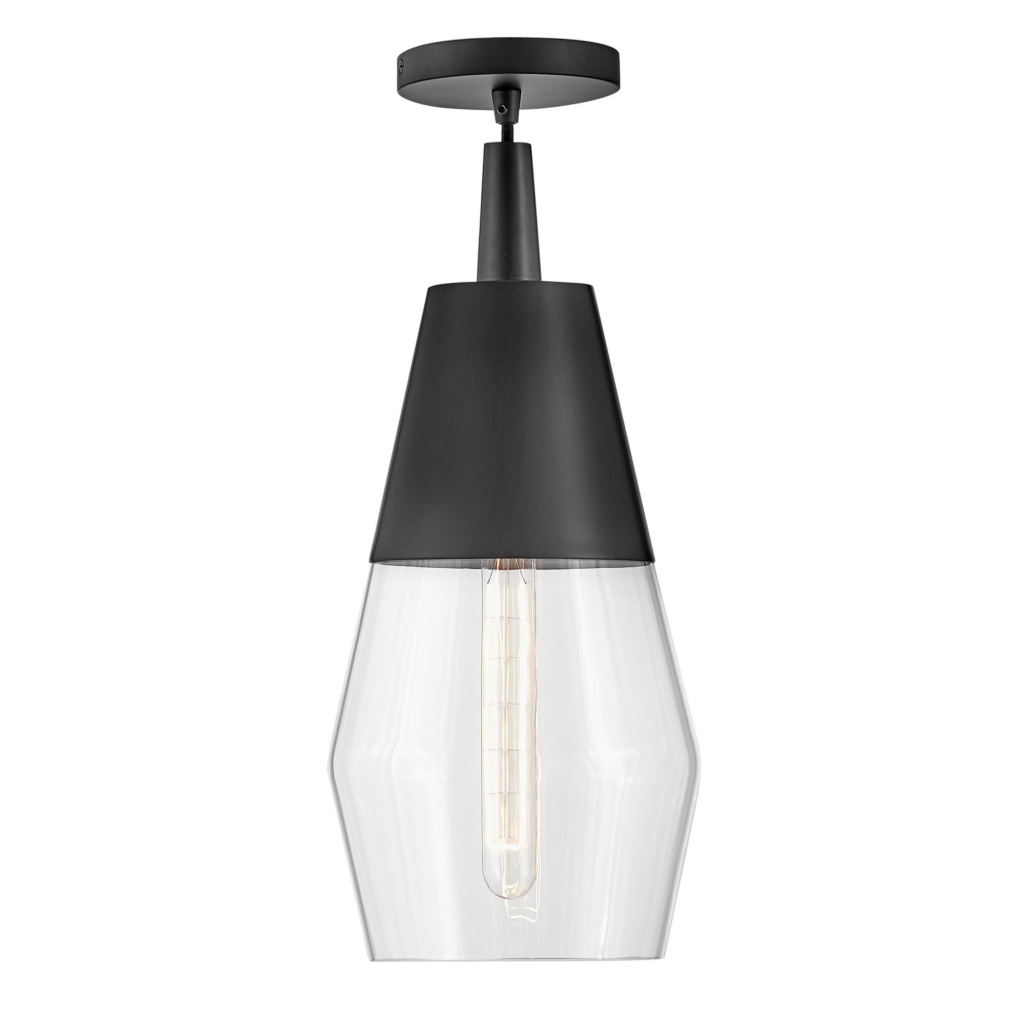 Shown in Black finish and Clear glass