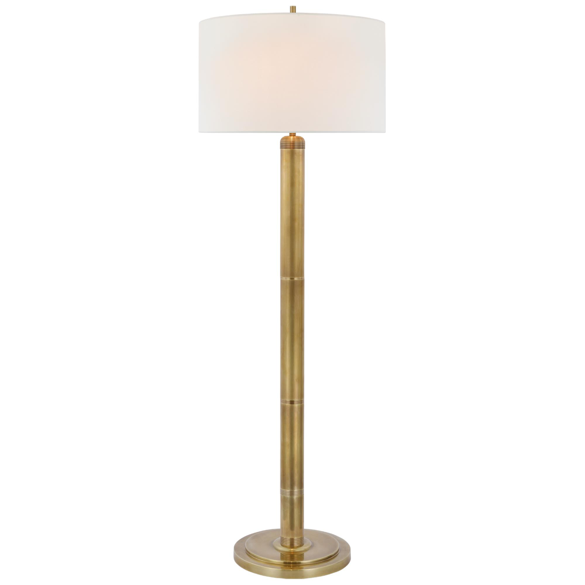 Shown in Hand-Rubbed Antique Brass finish and Linen shade