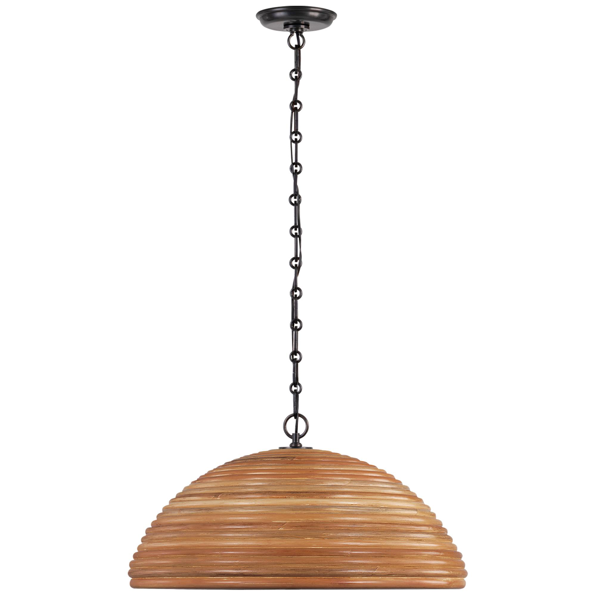 Shown in Bronze finish and Natural Rattan shade