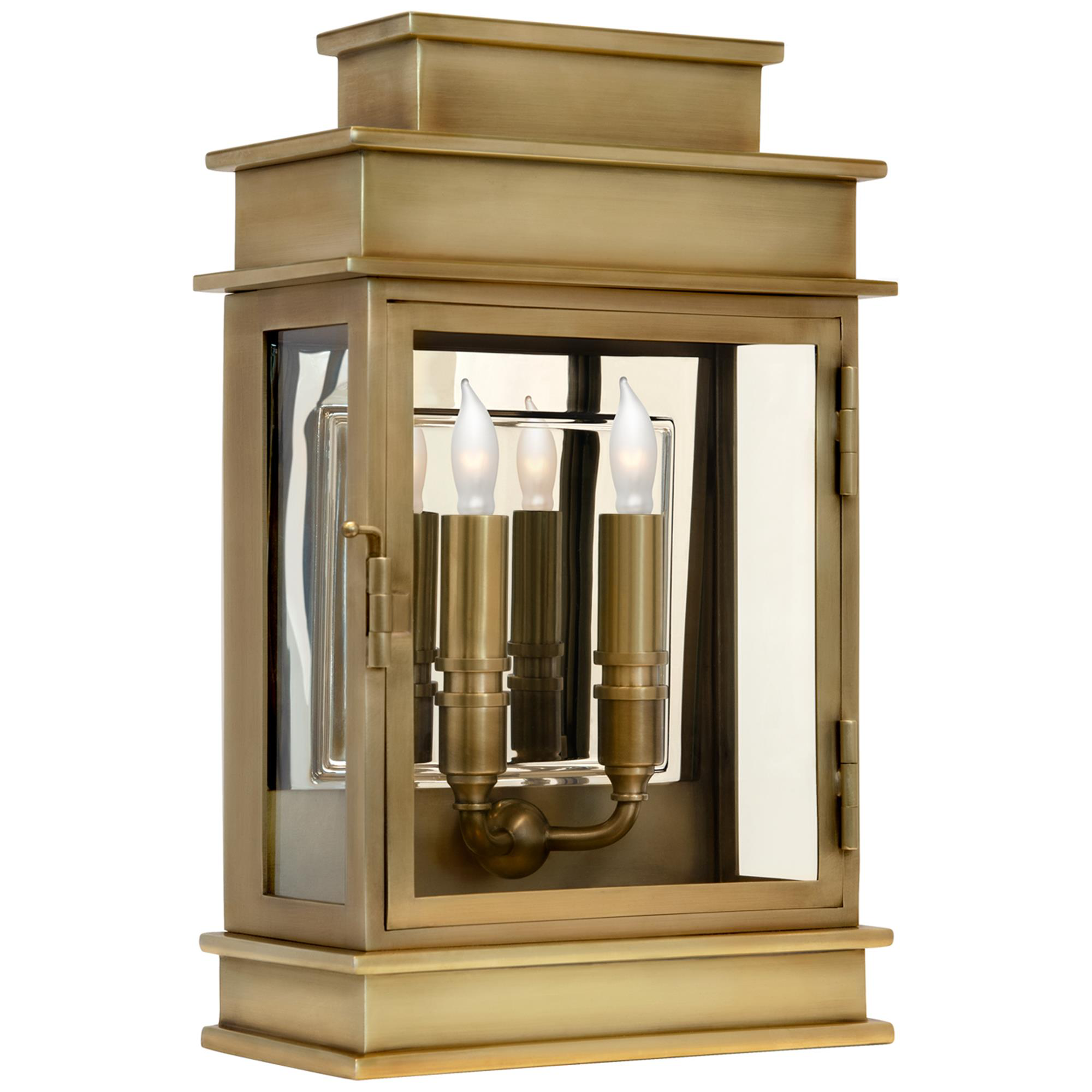 Shown in Antique-Burnished Brass finish and Clear glass