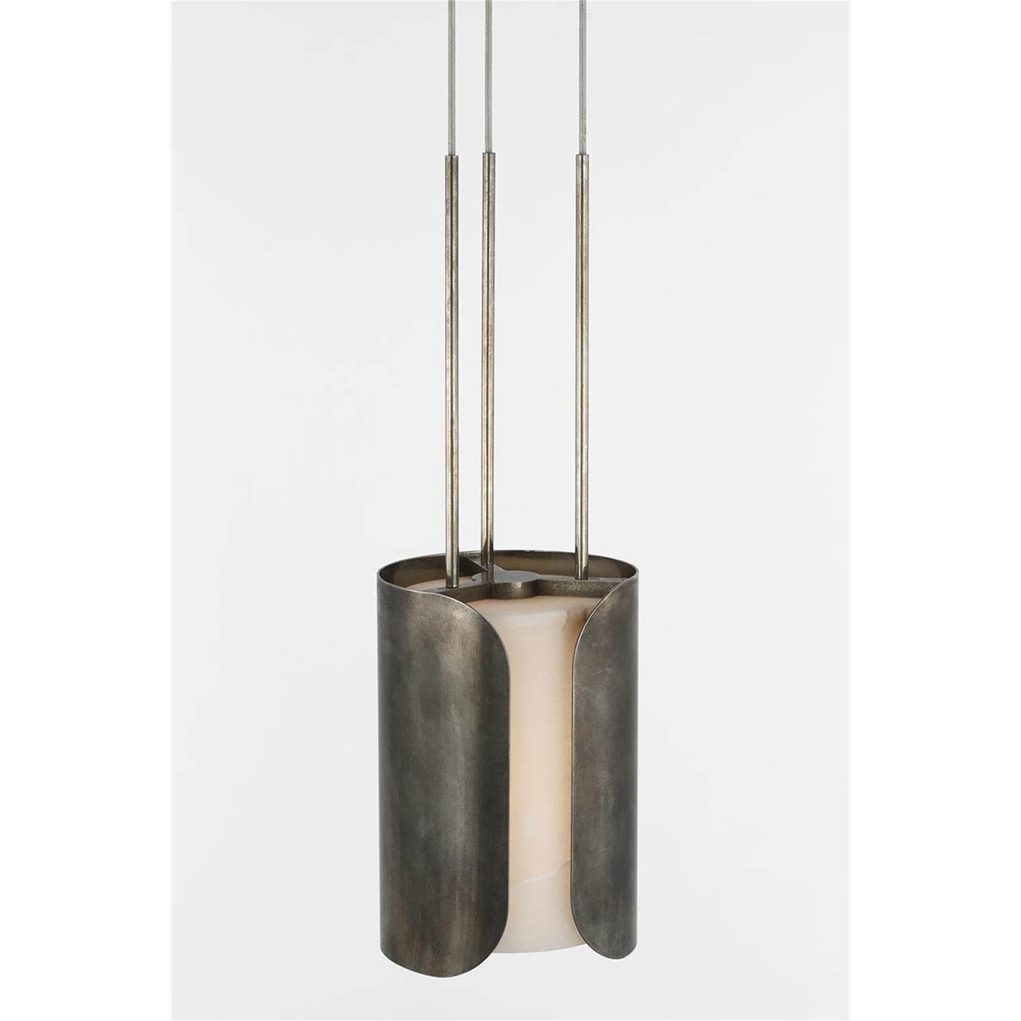 Shown in Mottled Pewter finish and Alabaster shade