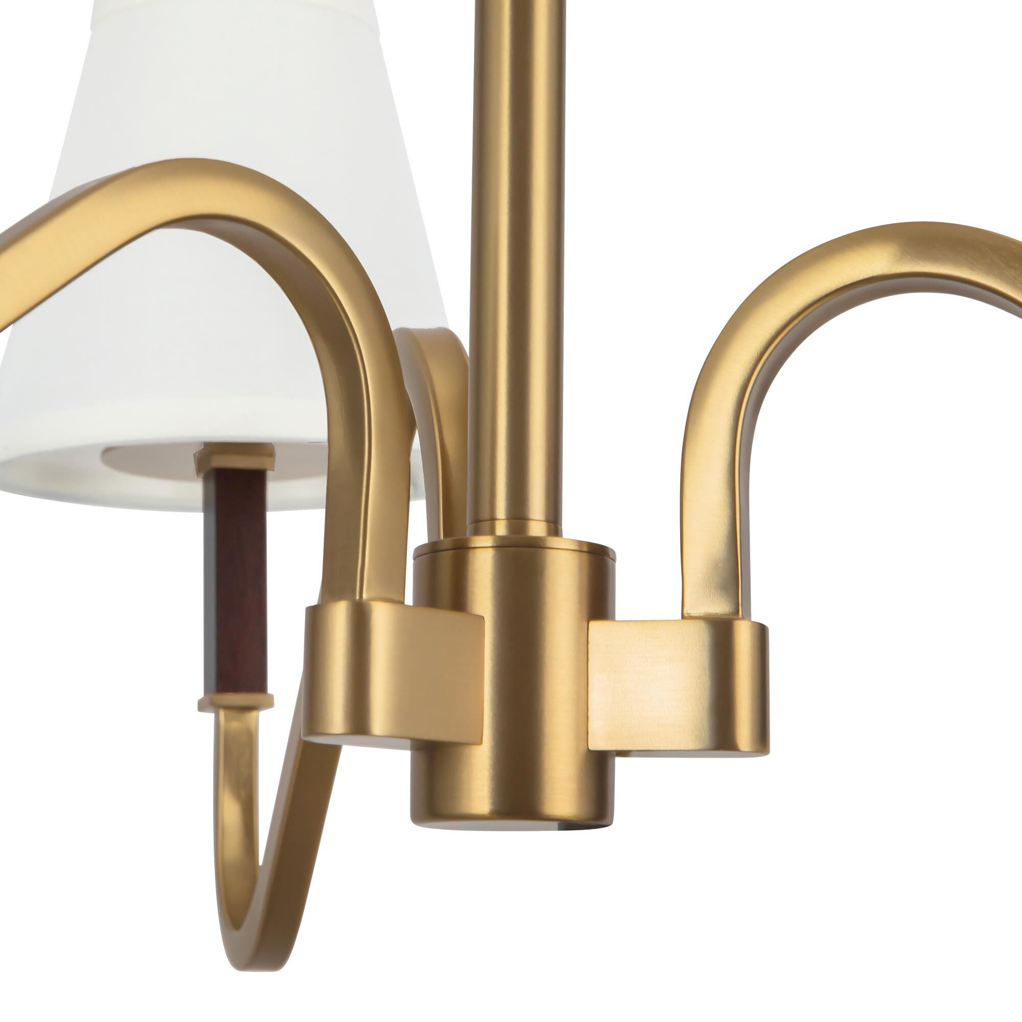 Shown in Brushed Gold finish and White Linen shade