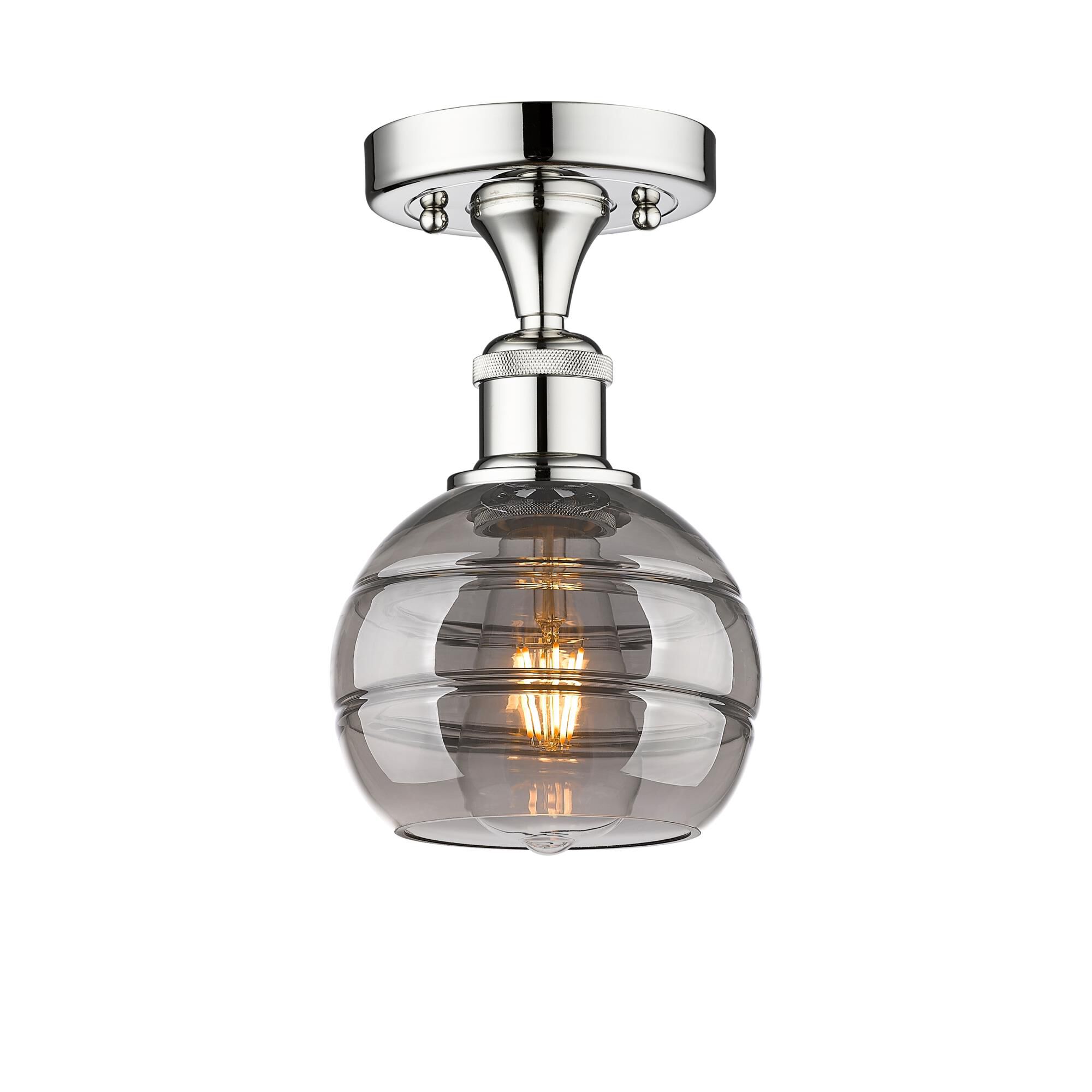 Shown in Polished Chrome finish and Light Smoke glass