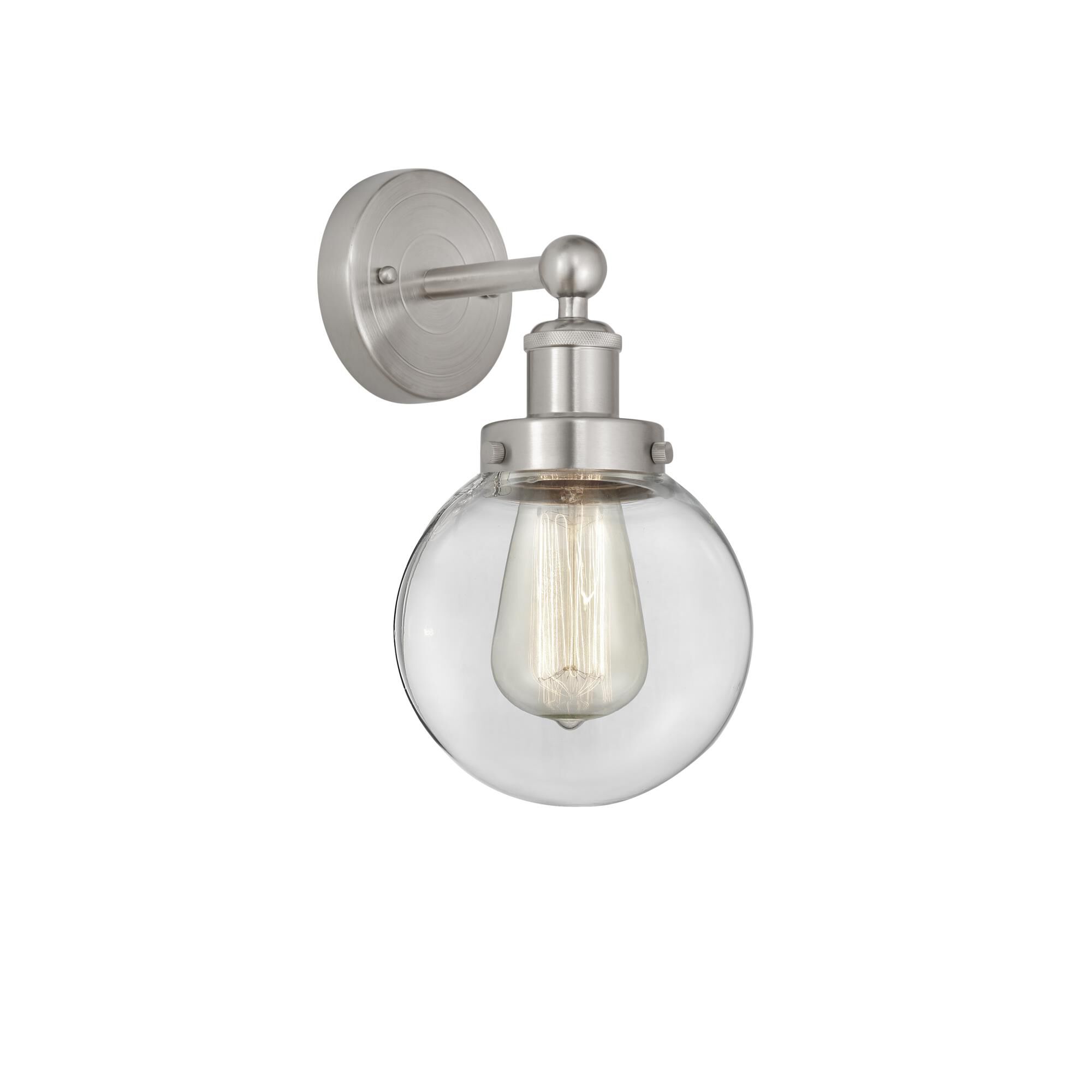 Shown in Brushed Satin Nickel, Clear finish and Clear glass and Clear Glass shade