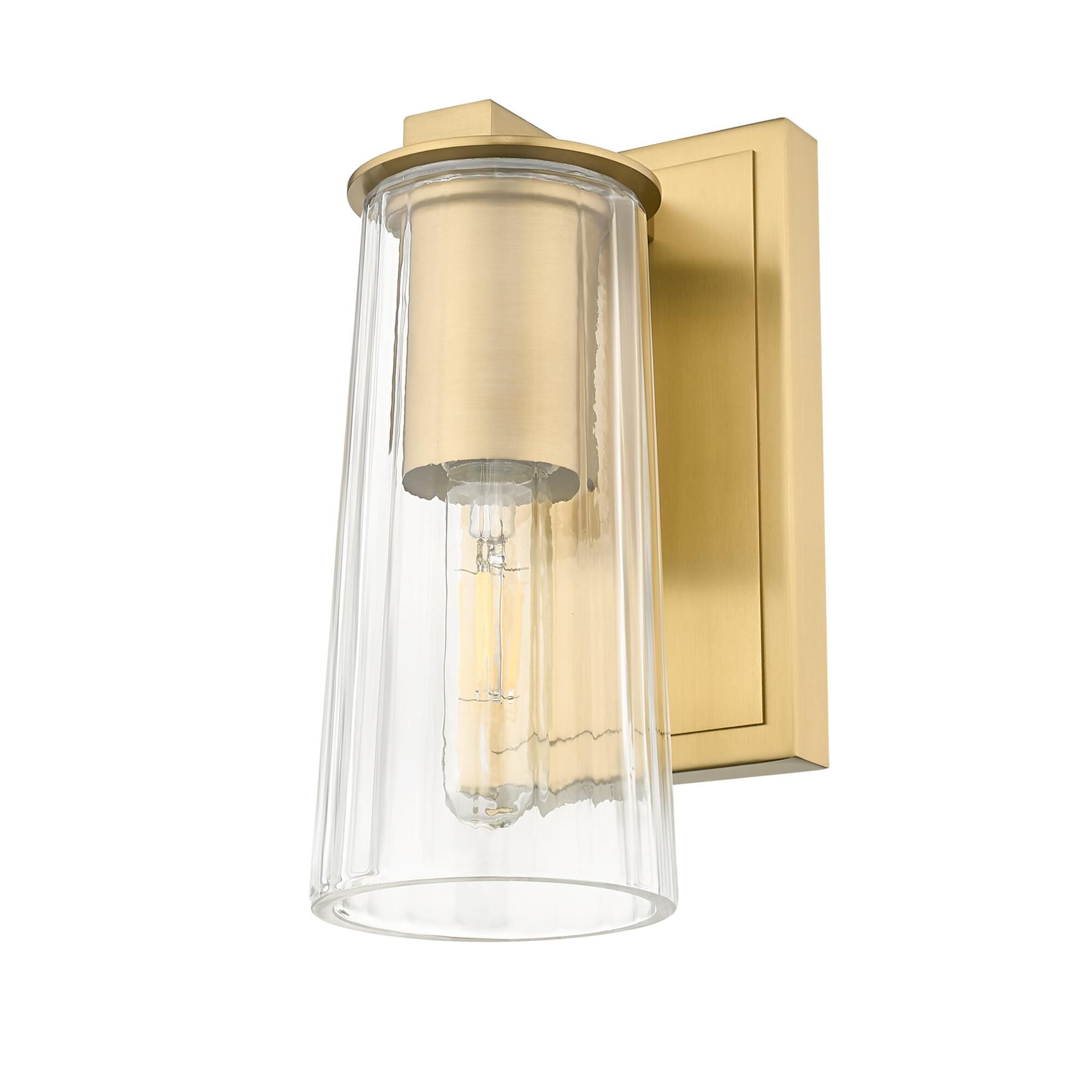 Shown in Modern Gold finish and Clear glass and Clear shade