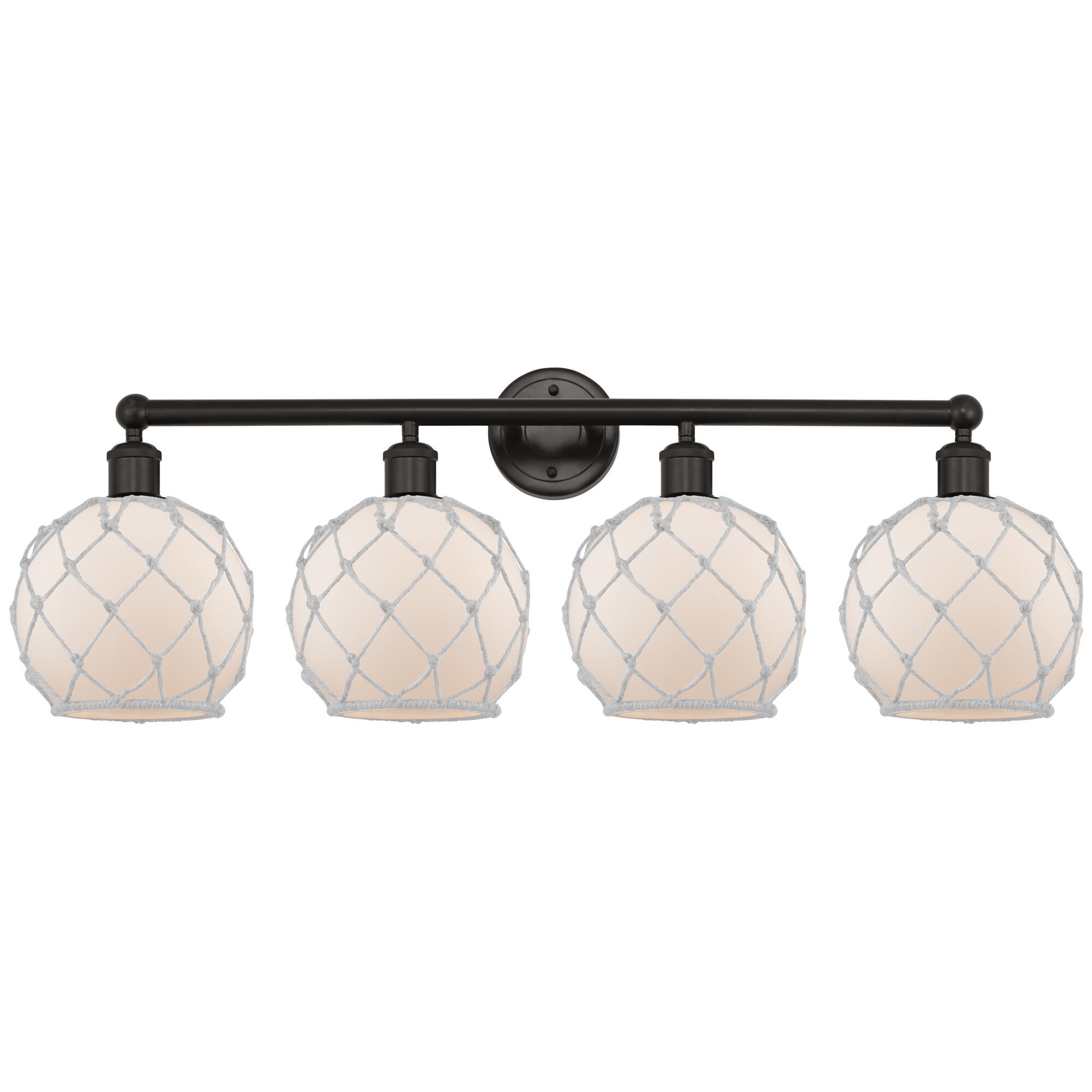 Shown in Oil Rubbed Bronze finish and White with White Rope glass