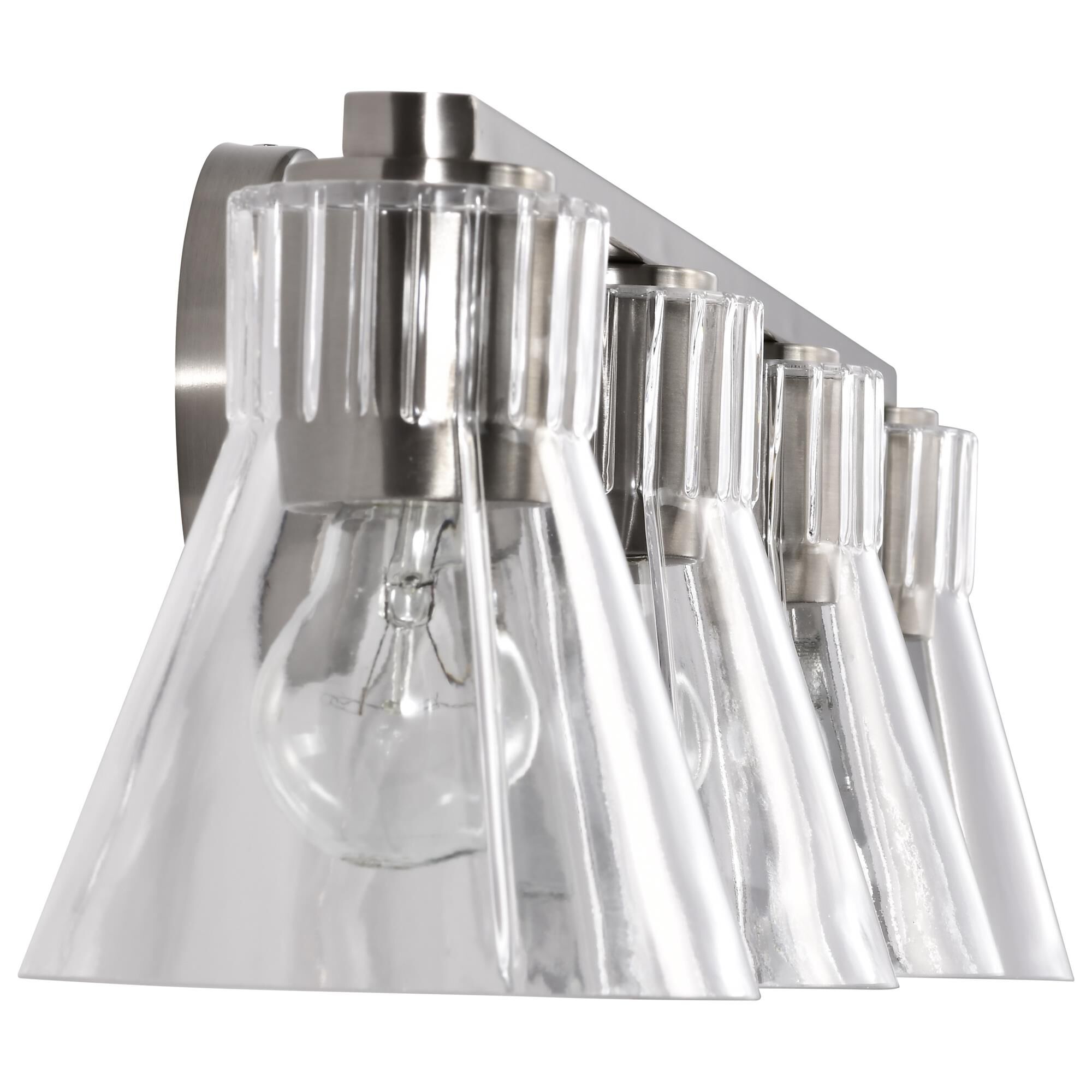 Shown in Brushed Nickel finish and Clear glass