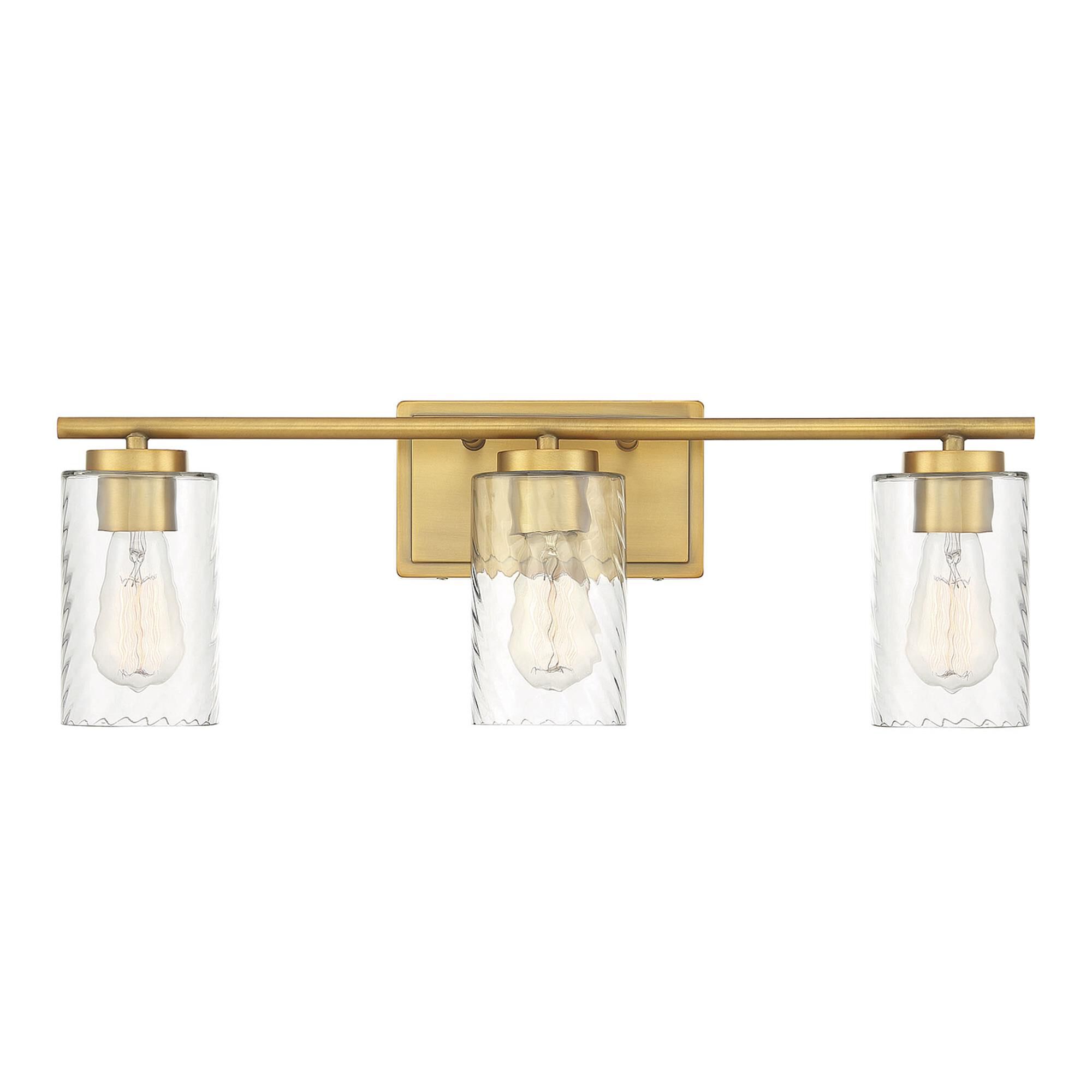 Shown in Natural Brass finish and Clear Swirl glass
