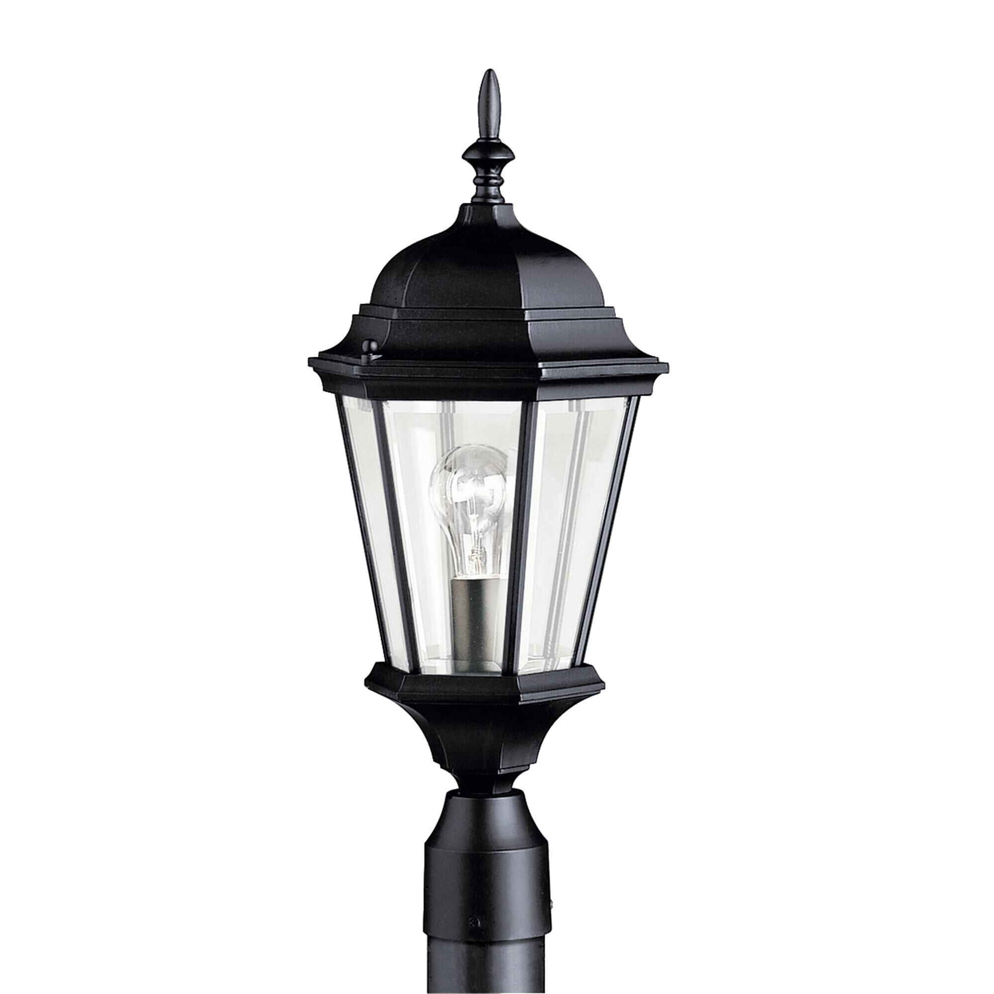 Shown in Black finish and Clear Beveled glass