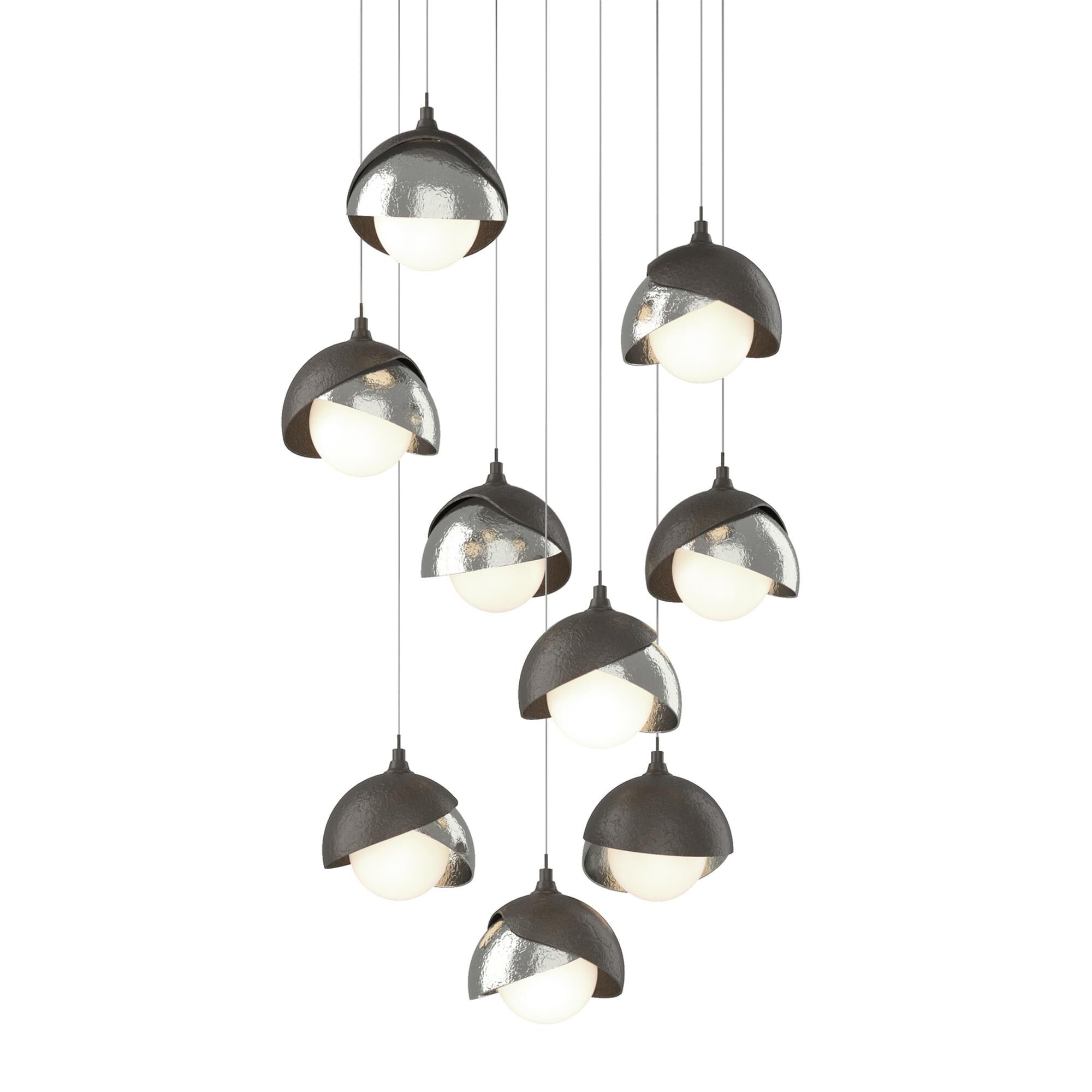 Shown in Dark Smoke finish and Opal glass and Sterling accent