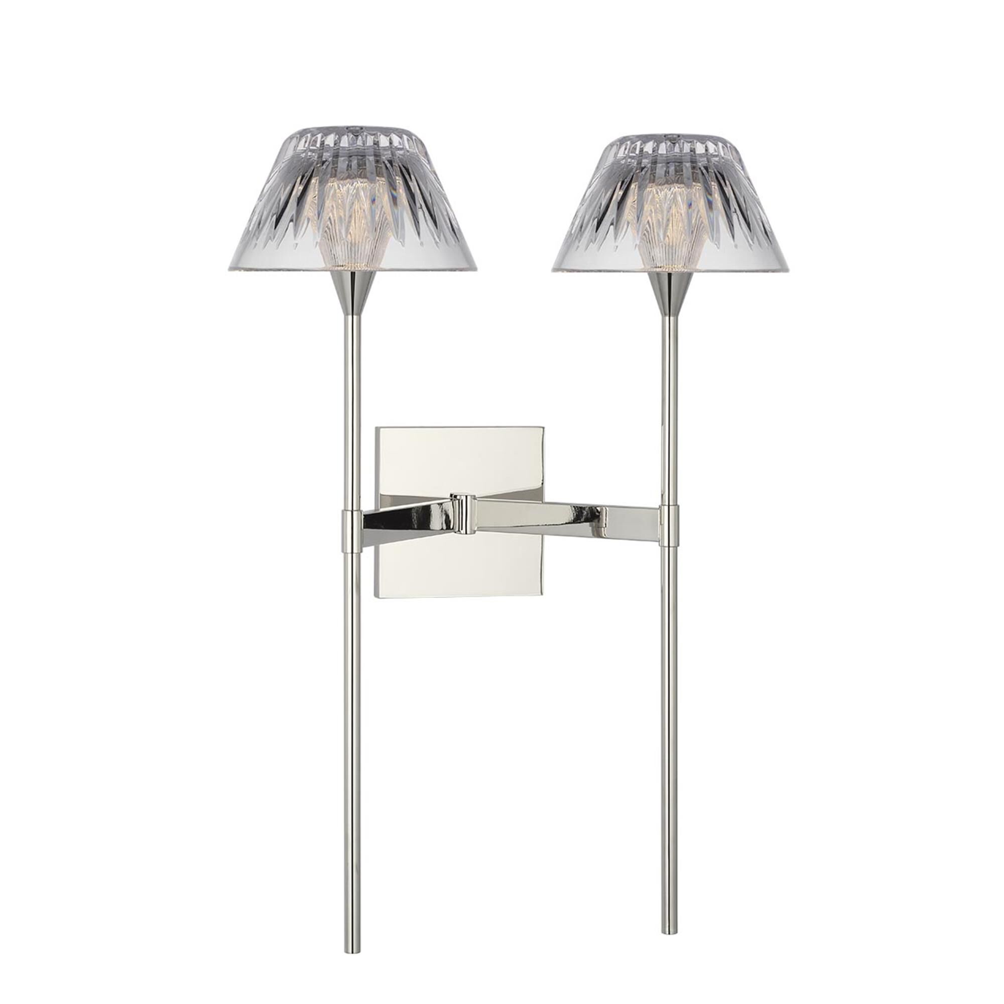 Shown in Polished Nickel finish and Clear crystal