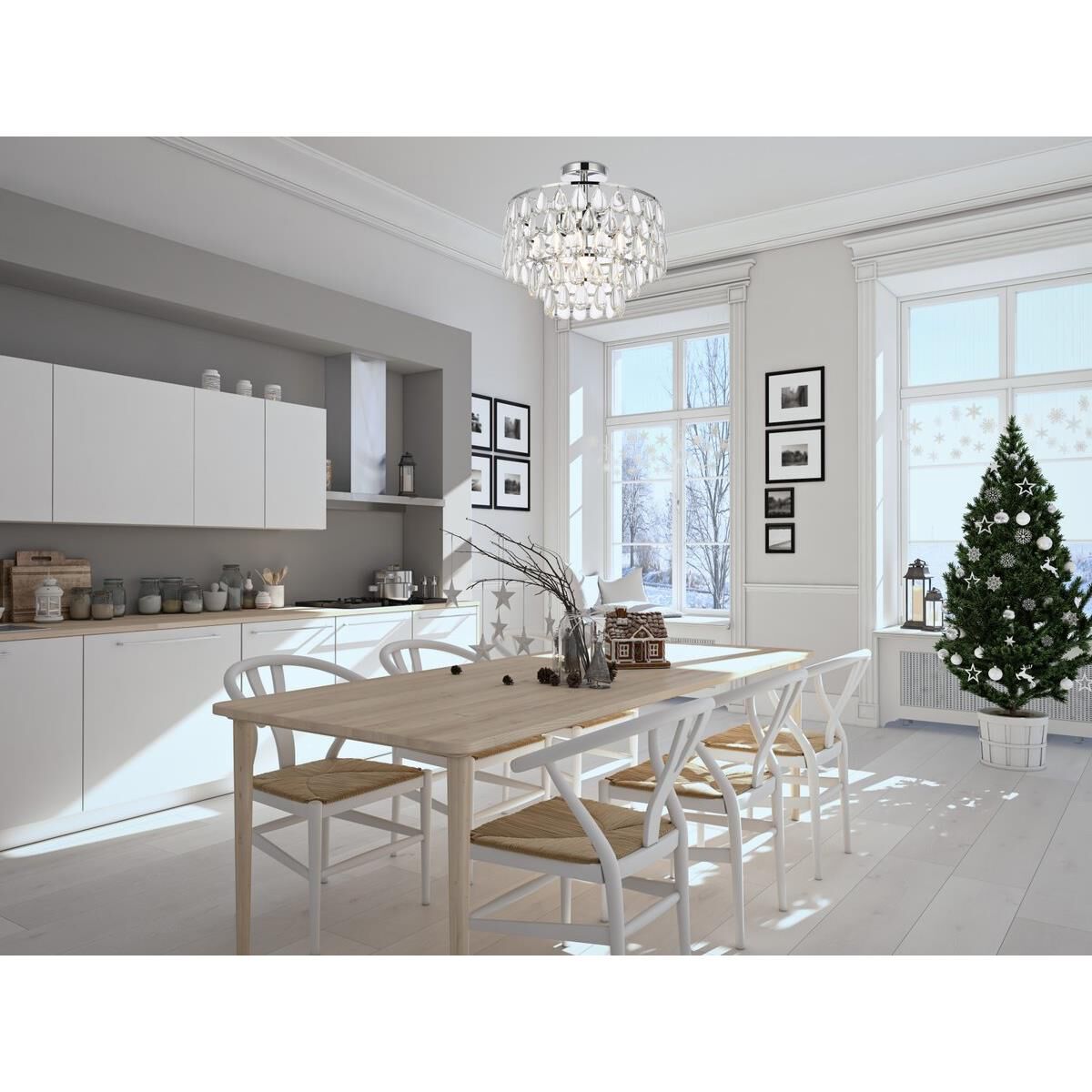 Mila 16 Inch 3 Light Flush Mount by Elegant Lighting