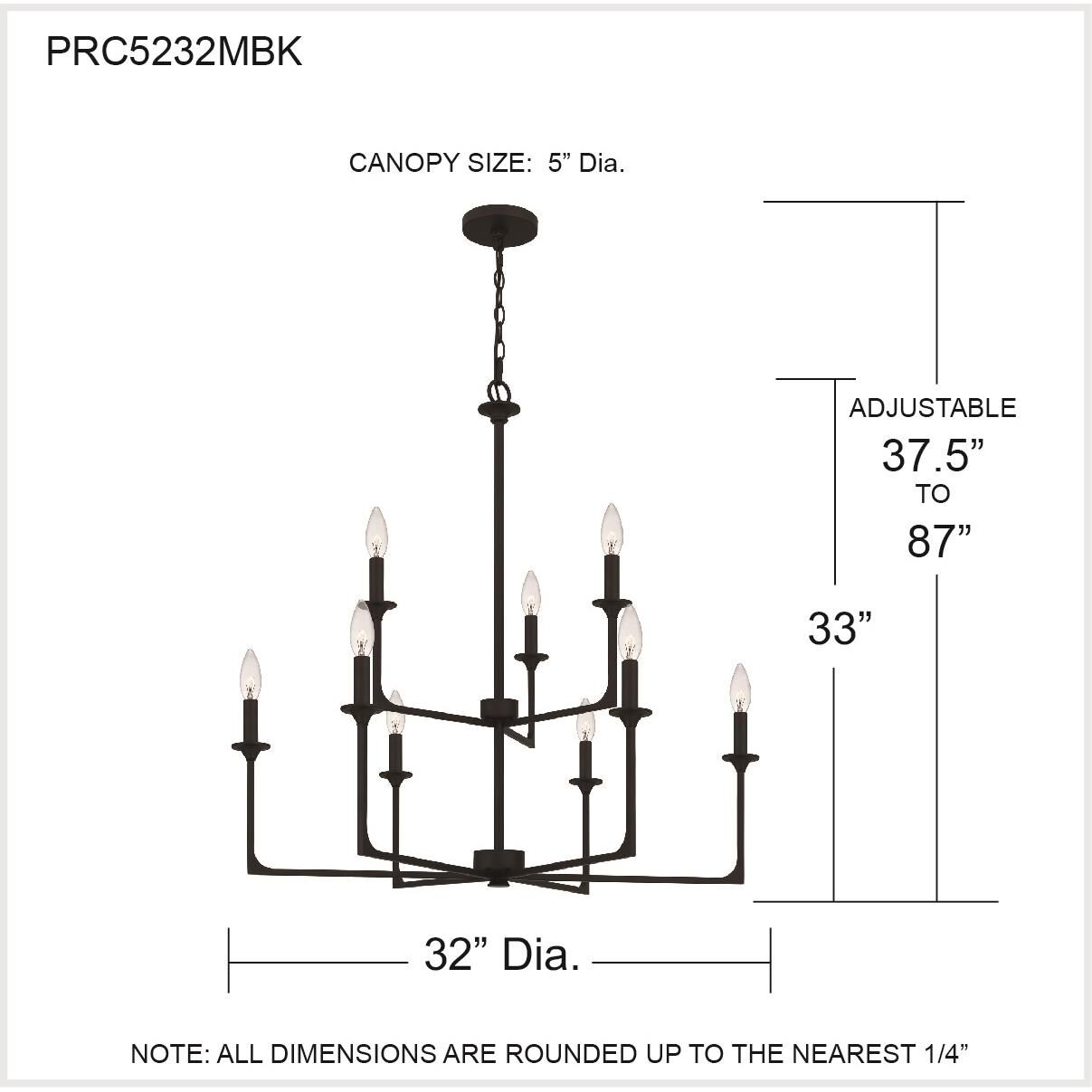 Prescott 32 Inch 9 Light Chandelier by Quoizel