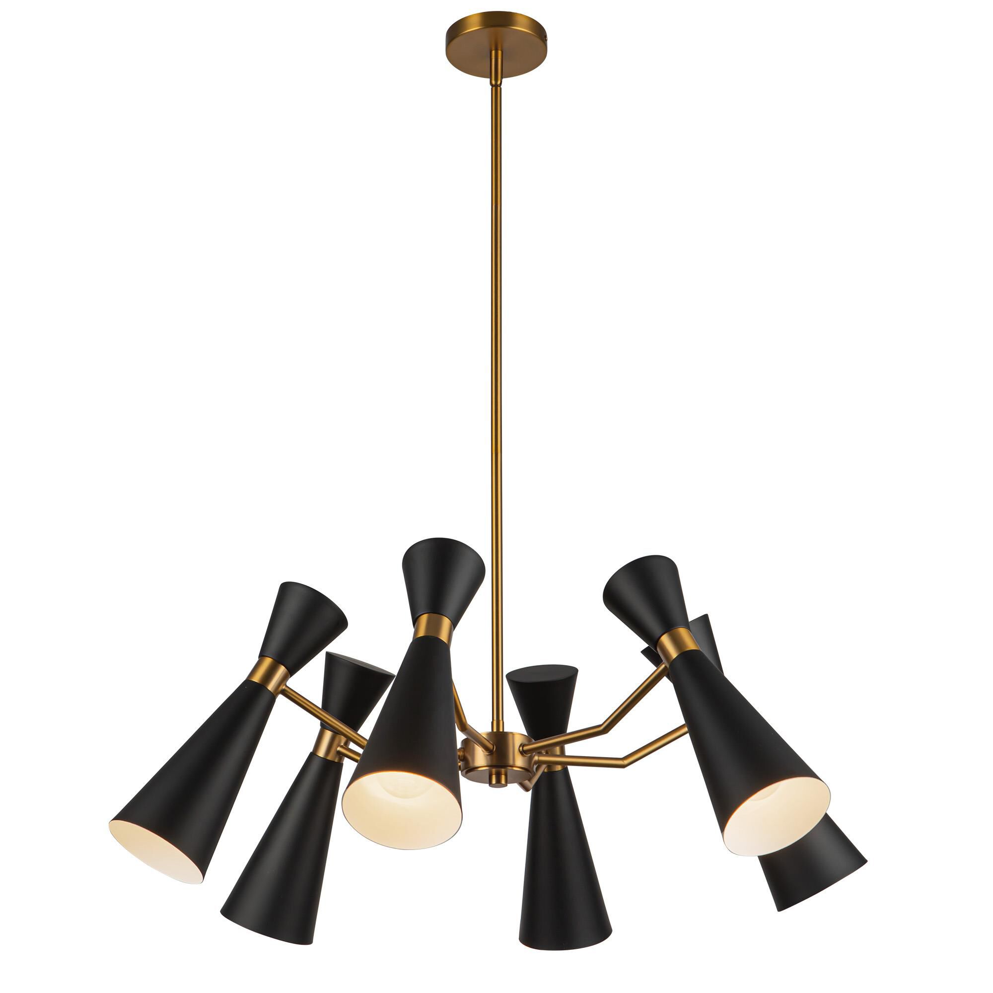 Shown in Matte Black and Aged Gold finish and Steel shade