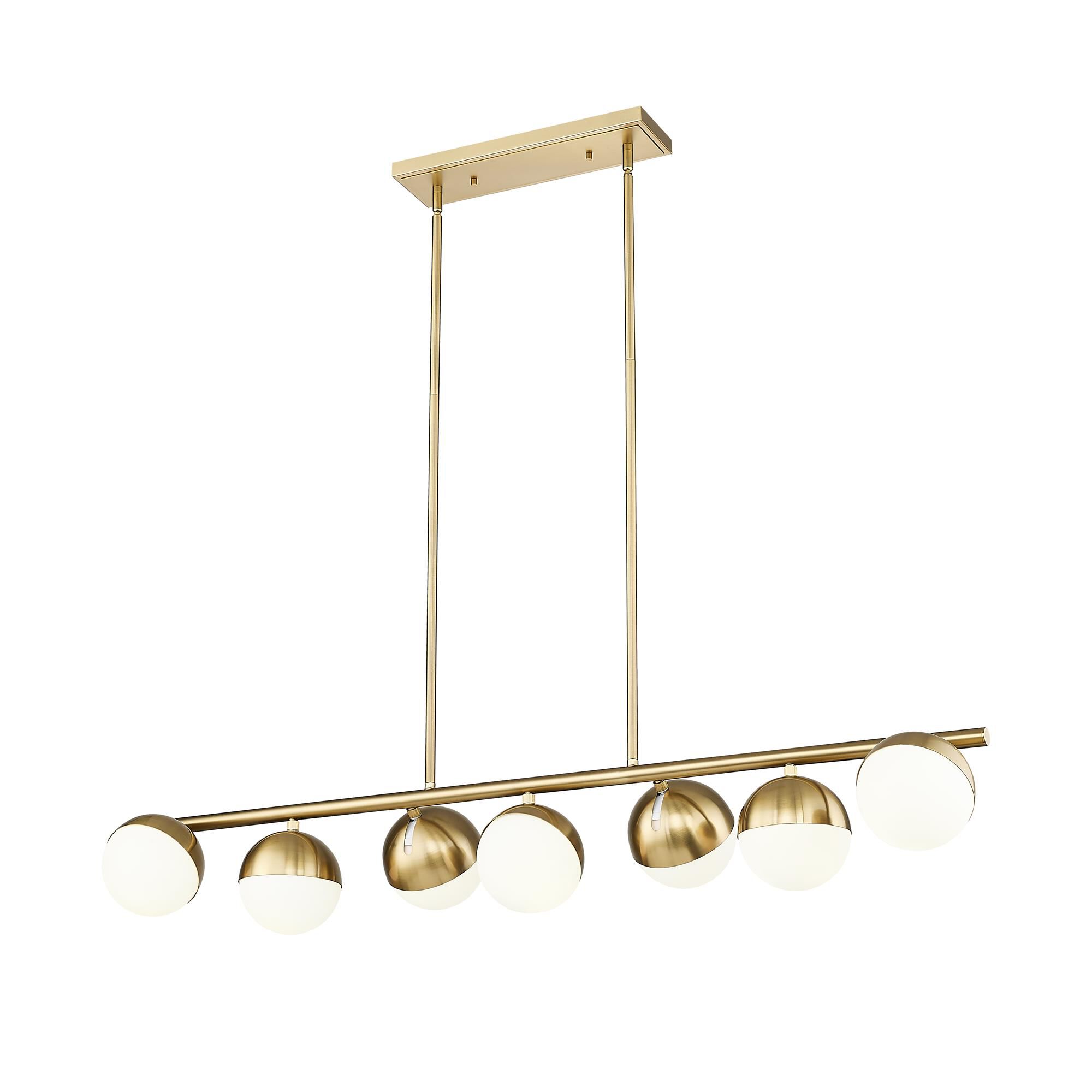 Shown in Modern Gold finish and Matte Opal glass and Matte Opal shade