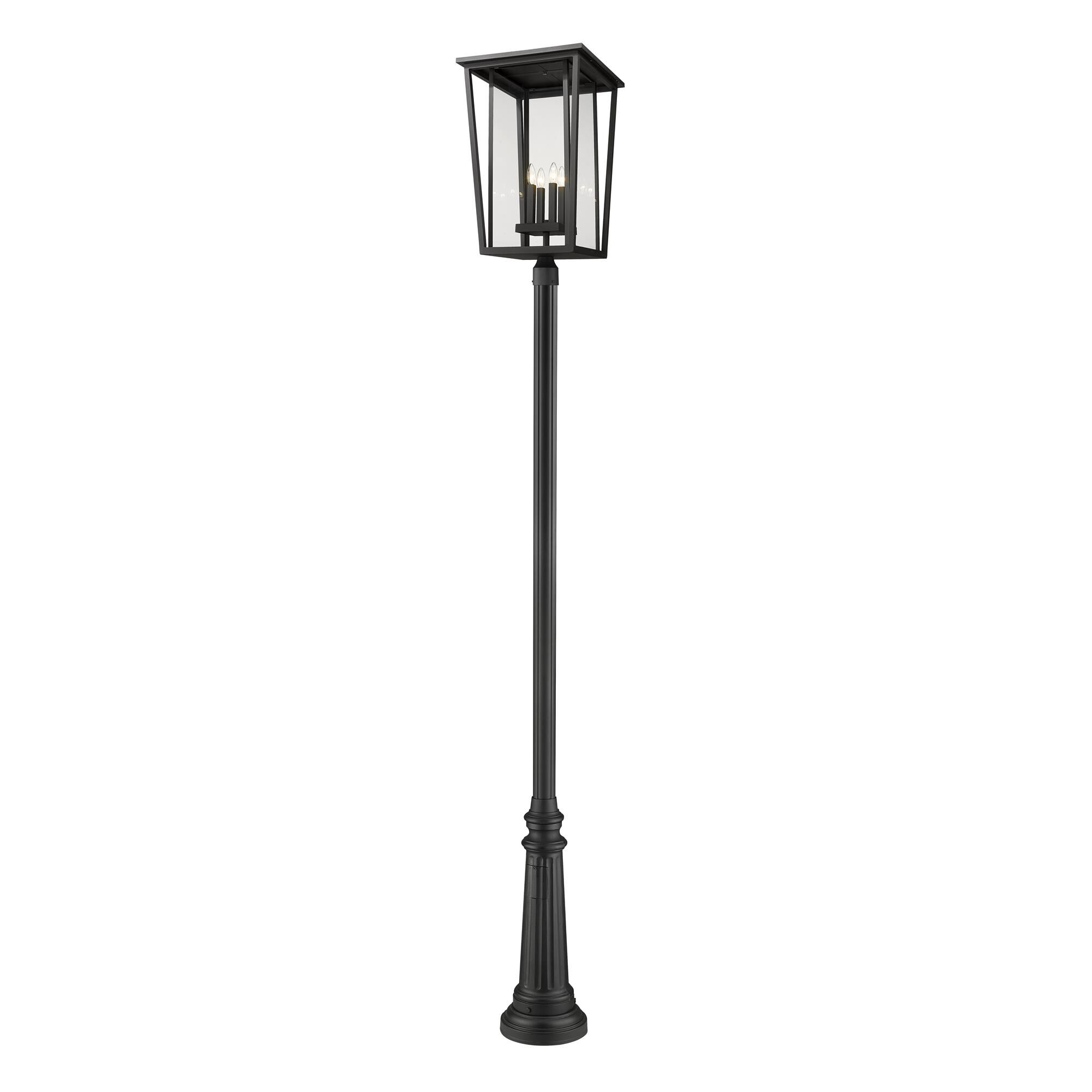 Shown in Black finish and Glass shade