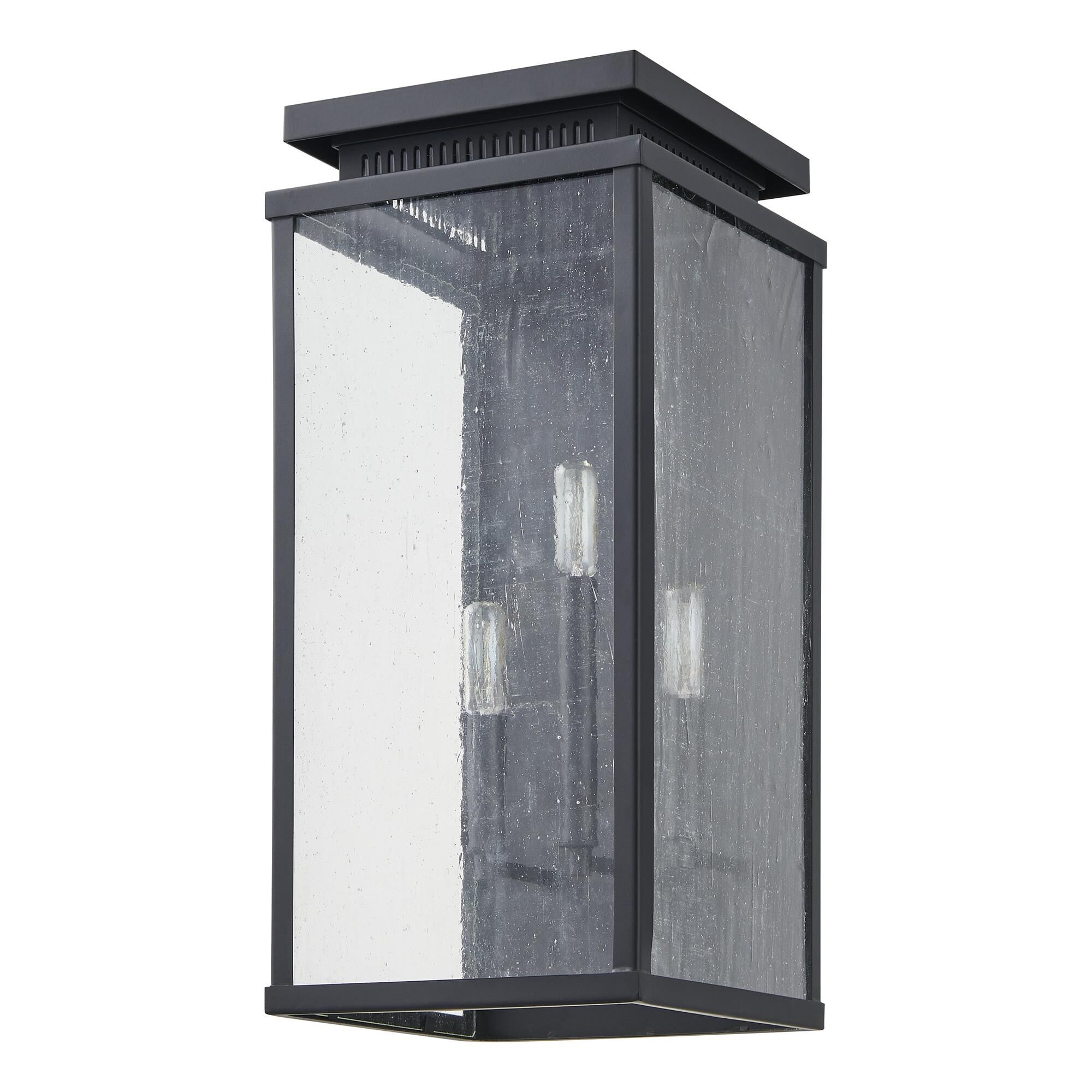Shown in Matte Black finish and Clear Antique glass