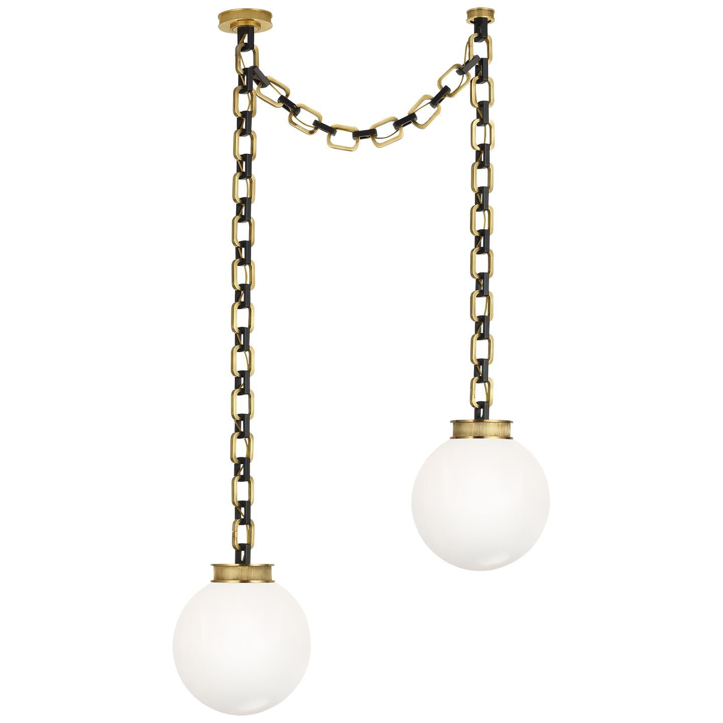 Shown in Soft Brass and Bronze finish and White glass