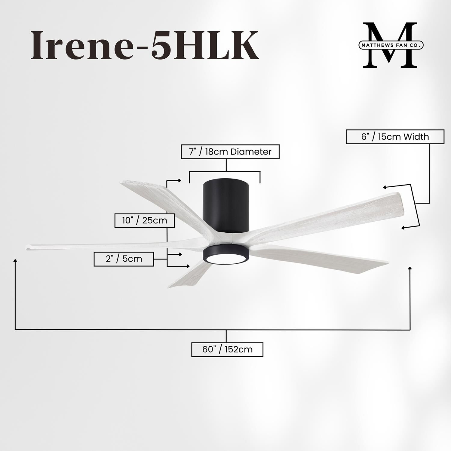 Irene 60 Inch Flush Mount Fan with Light Kit by Matthews Fan Company