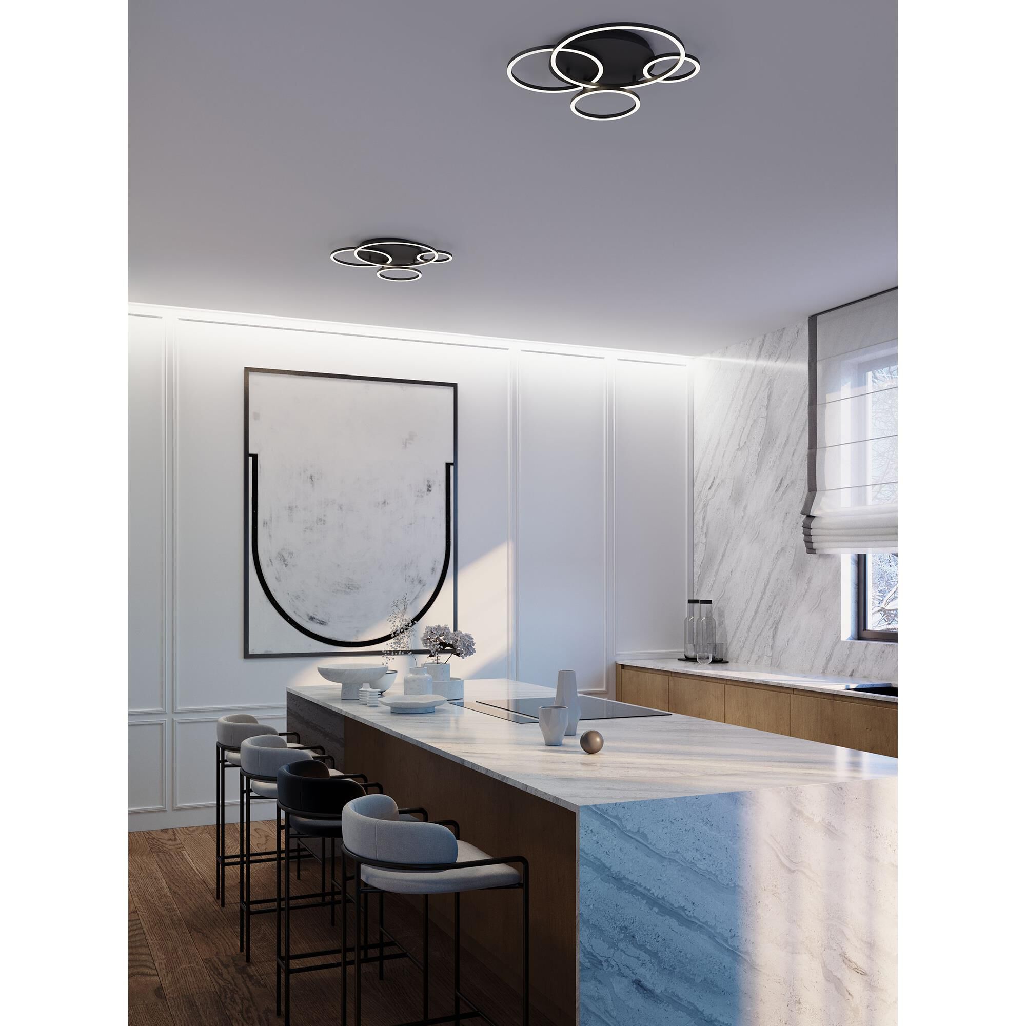 Shown in Black finish and Frosted glass