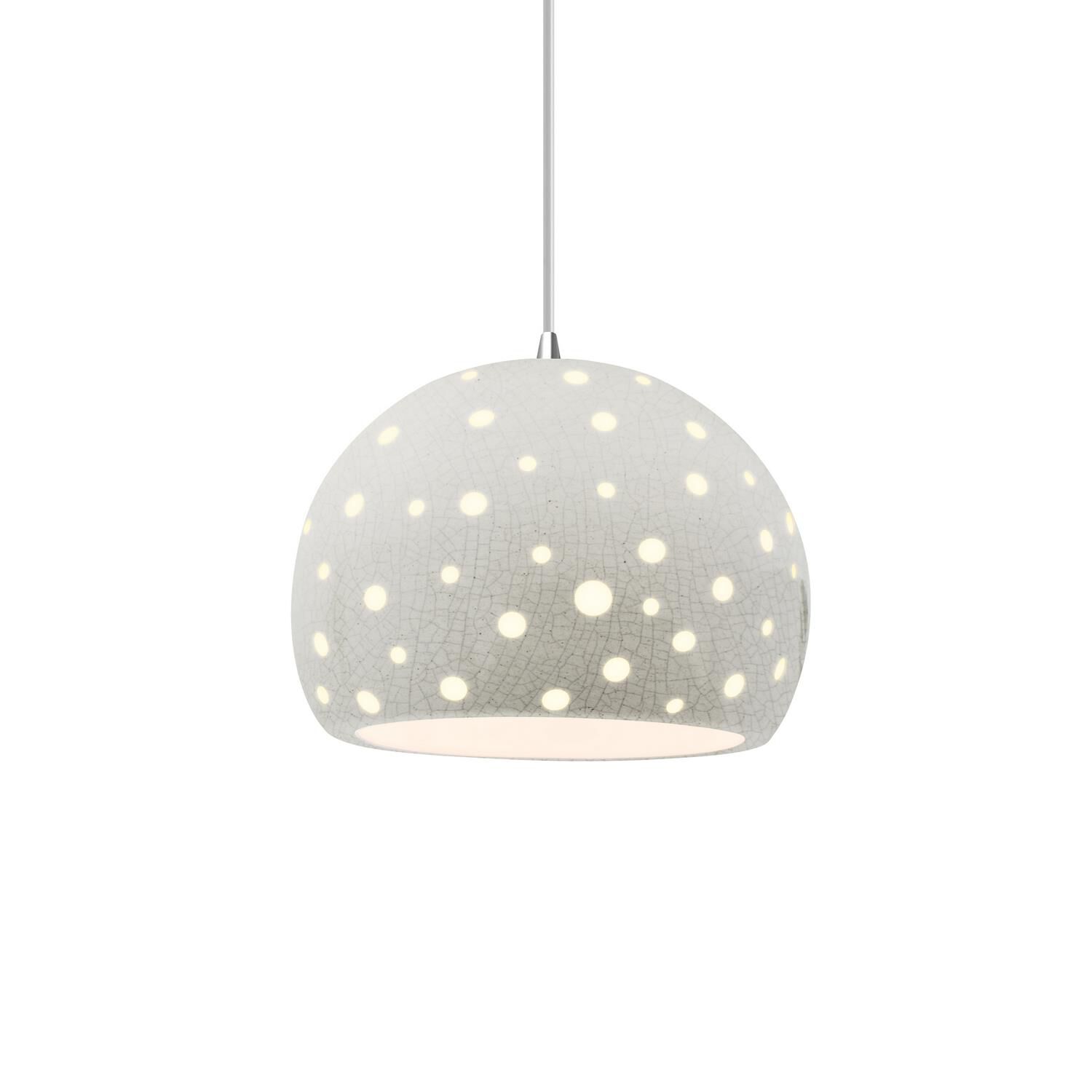 Shown in Polished Chrome finish and White Crackle shade