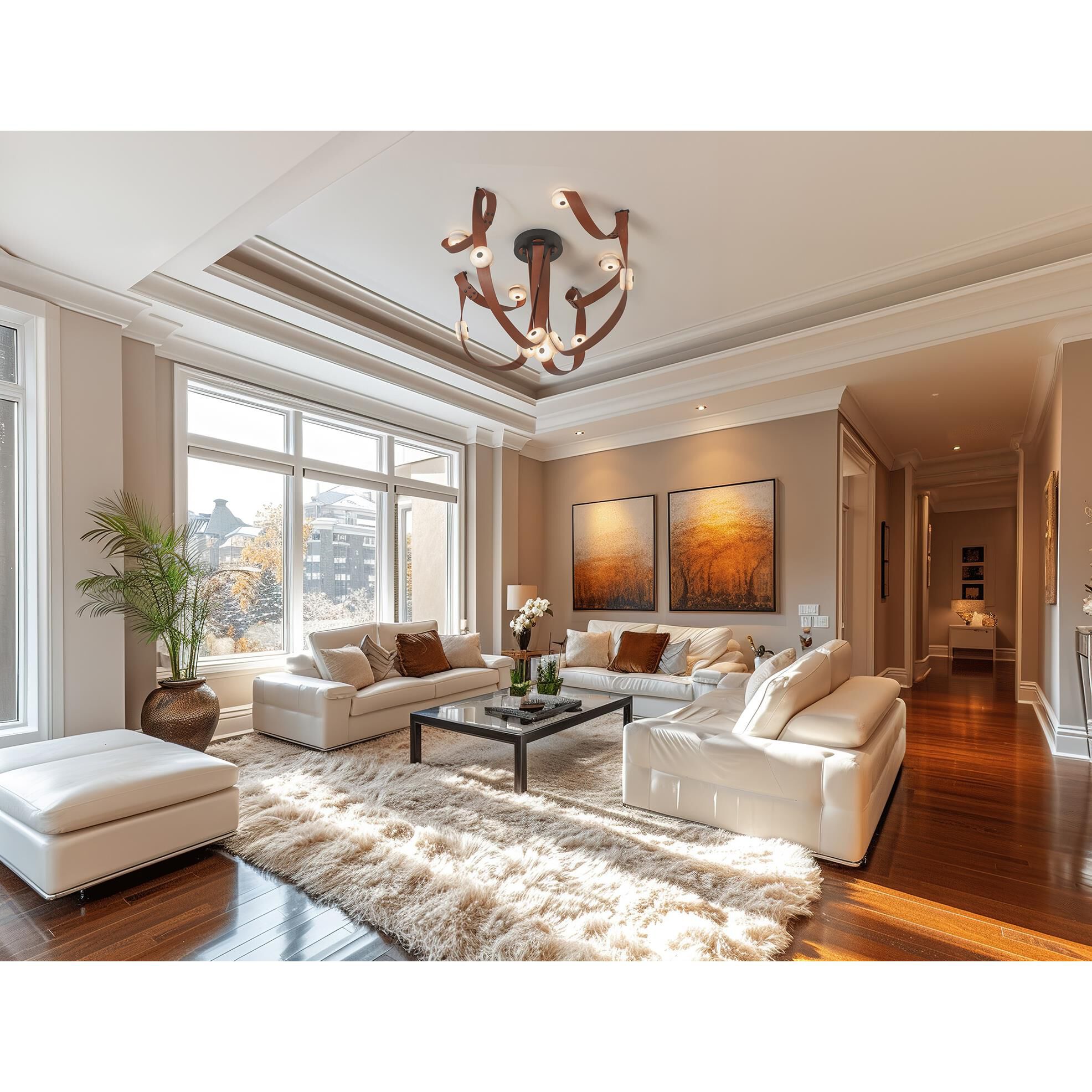 Shown in Black finish and Alabaster shade and Chestnut accent